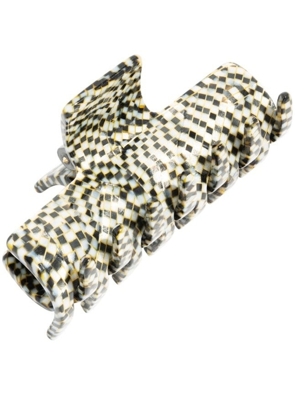 France Luxe Medium Tube Hair Claw Clip - Opera Silver - Black & Cream - NWT